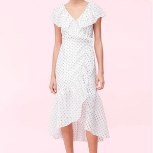 NWT never worn Rebecca Taylor BirdsEye Dot Wrap Dress - white